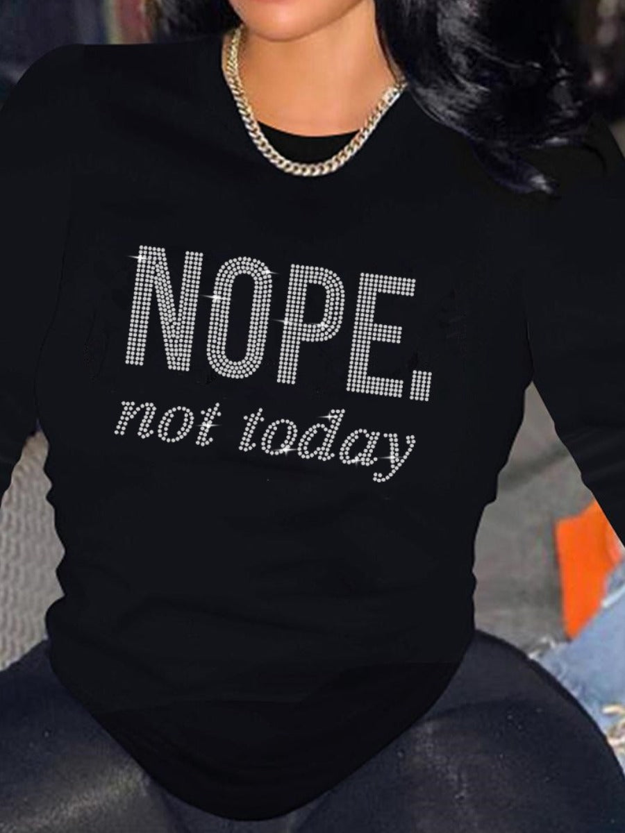 Rhinestone Letter Decor T-shirt Bo2115