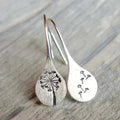 Dandelion Leaf Earrings Made of Silver