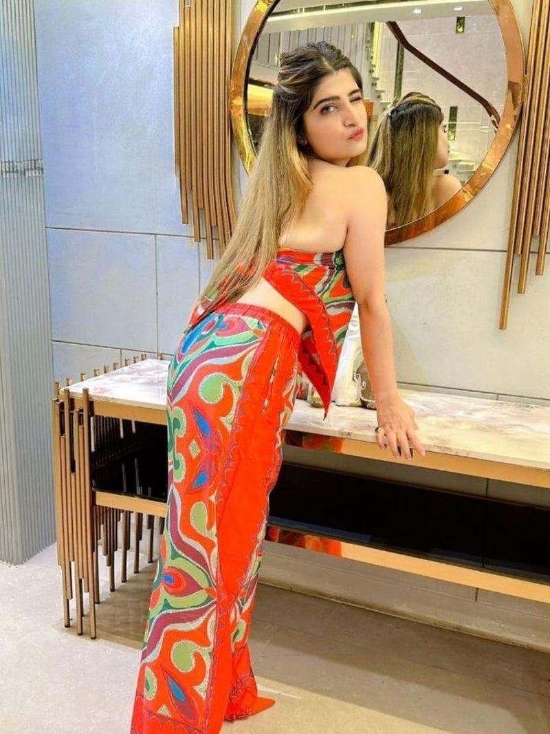 Strappy Tube Top & Pants Satin Coord Set