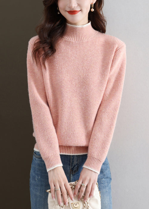 Pink Cozy Thick Knit Fall Sweater Turtleneck Qs032