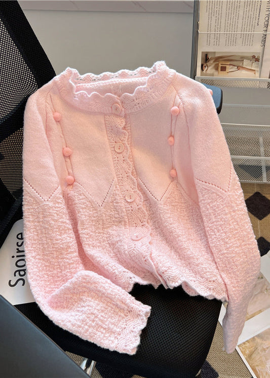 Pink Patchwork Knit Cardigan Oversized Spring Yo024