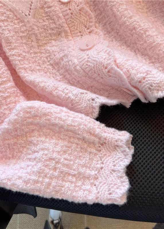 Pink Patchwork Knit Cardigan Oversized Spring Yo024