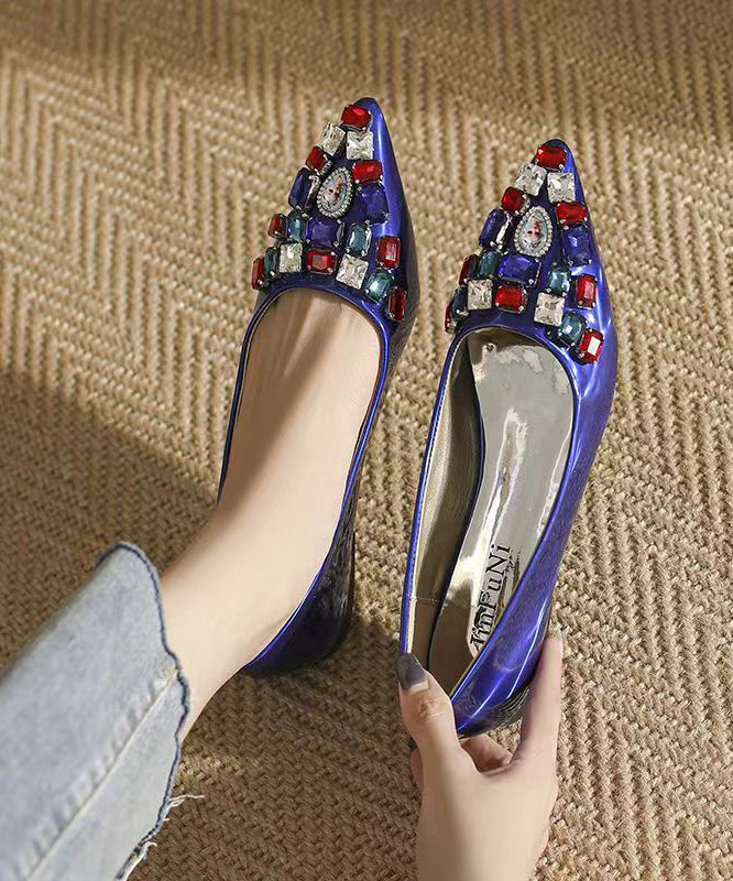 Pink Soft Comfy Pointed Toe Crystal Flat Feet Shoes Cz1036