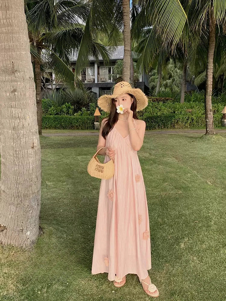 Pink Halter Maxi Dress
