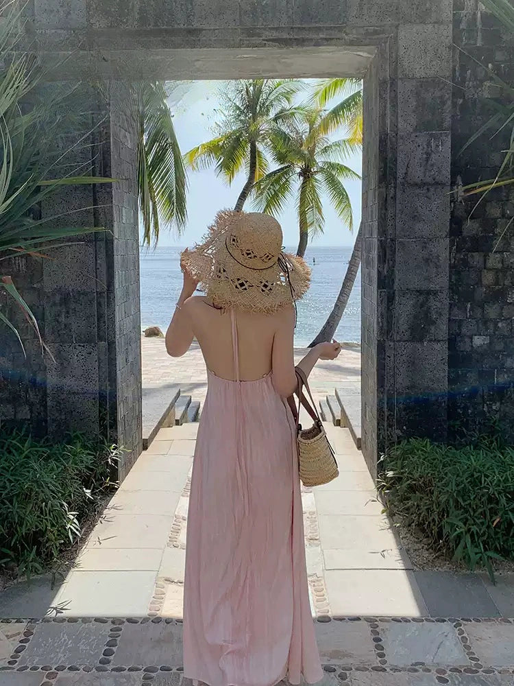Pink Halter Maxi Dress