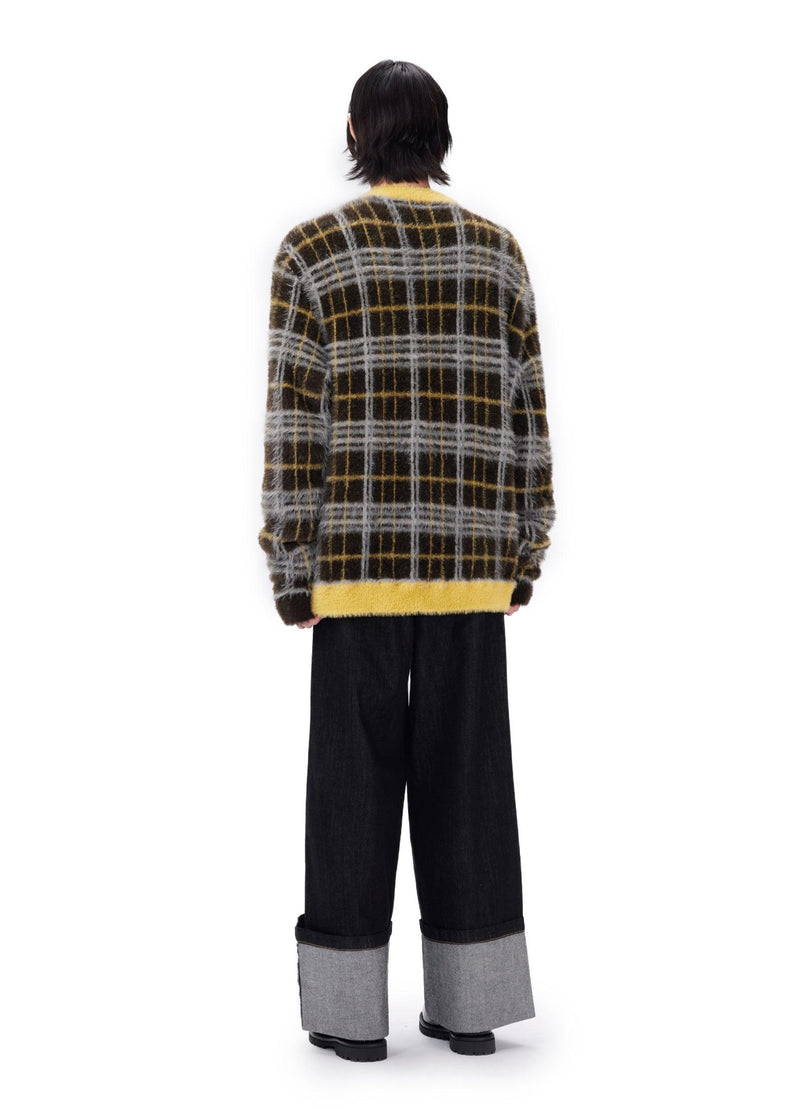 Mustard Plaid Mohair Cardigan
