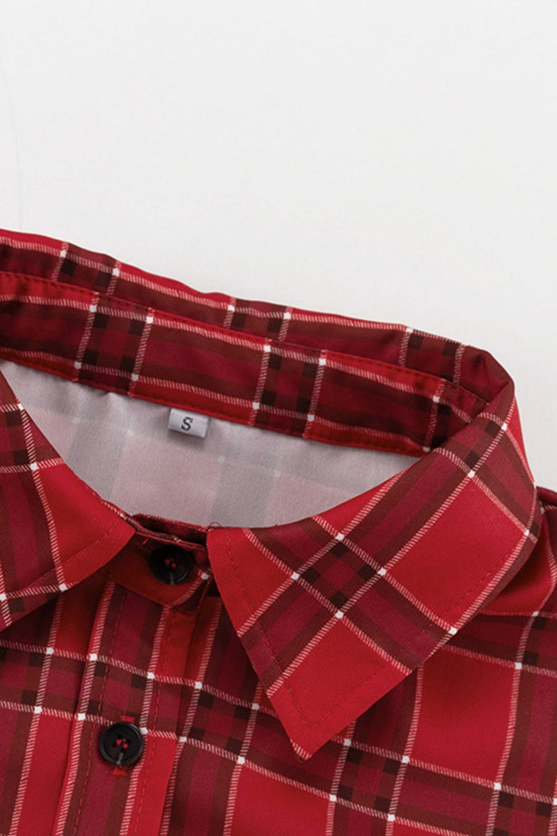 Plaid Single-breasted Loose Blouse