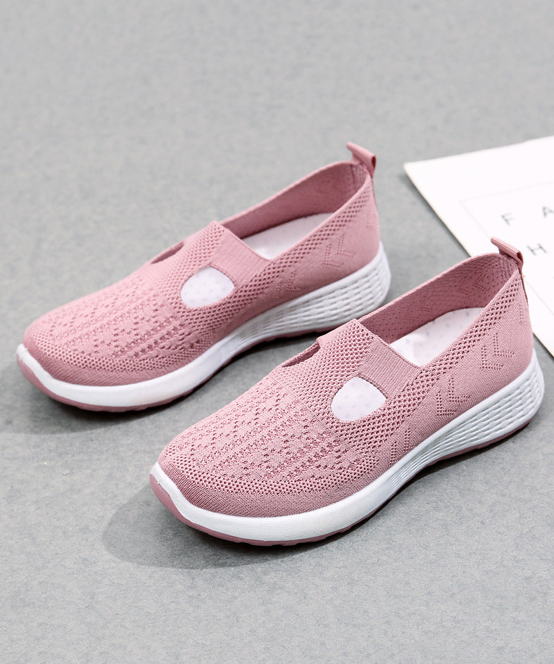 Platform Flat Shoes for Pink Breathable Mesh Uu010
