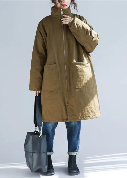 Pockets Parka Coats Long Sleeve