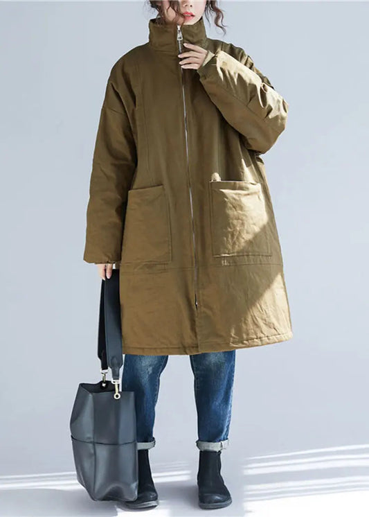Pockets Parka Coats Long Sleeve