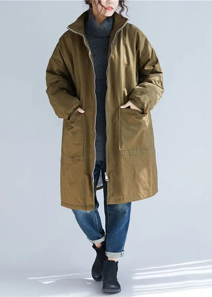 Pockets Parka Coats Long Sleeve