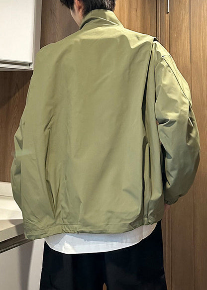 Coat Zippered Size Army Cotton Spring Collar Green Stand Plus