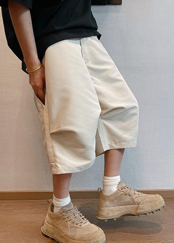 Beige Pockets High Waist Pants Summer Yt020