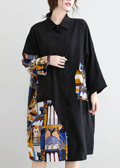 Print Cotton Blouses Dress Fall