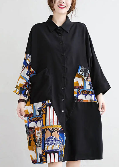 Print Cotton Blouses Dress Fall