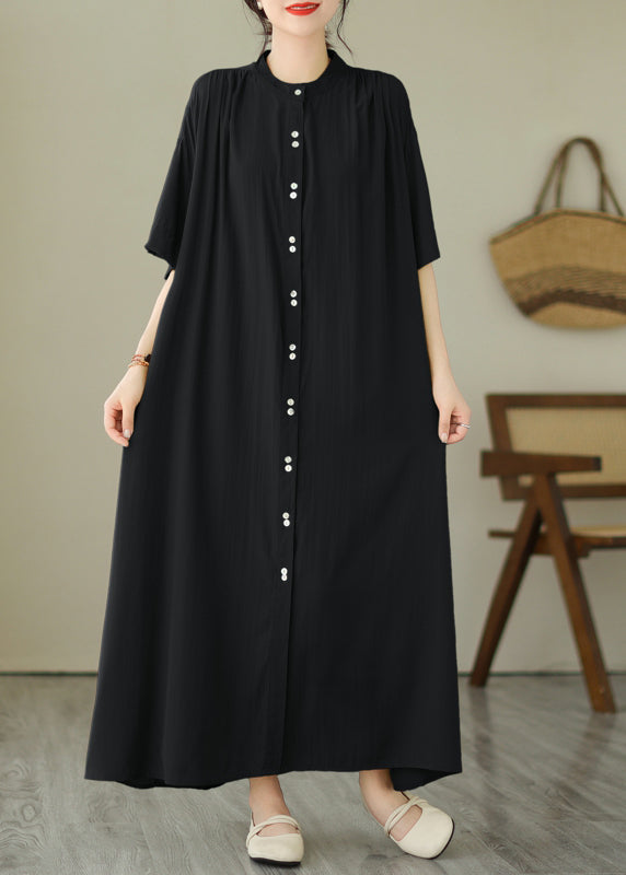 Black O-neck Vacation Maxi Dresses Summer Gh1076