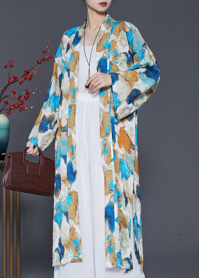 Blue Oversized Tie Dye Cotton Cardigans Spring Sd1042