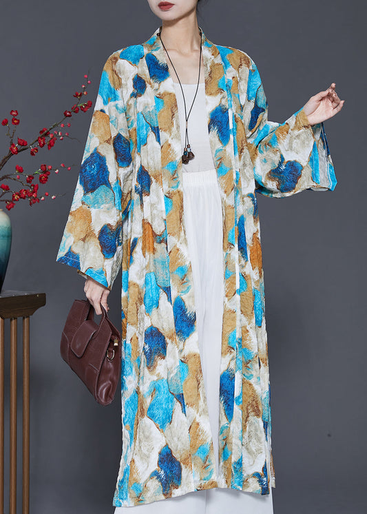 Blue Oversized Tie Dye Cotton Cardigans Spring Sd1042