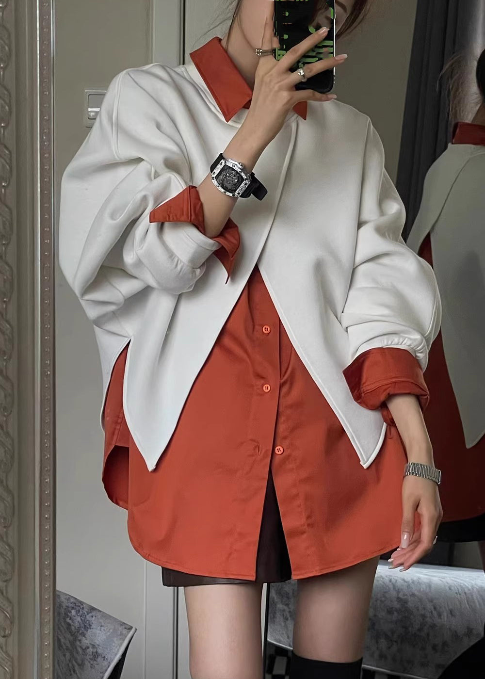Collar Peter Shirts Size Plus and Piece Sweatshirt Coffee Two Pan