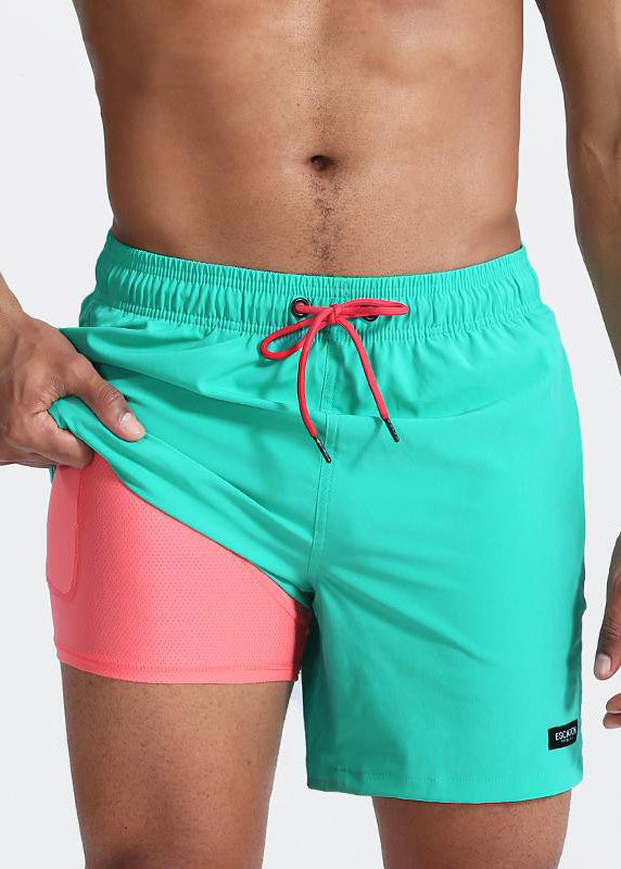 Shorts Plus Drawstring Zippered Cotton Summer Green Size