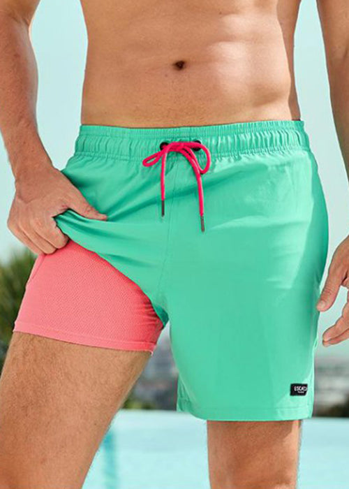 Shorts Plus Drawstring Zippered Cotton Summer Green Size