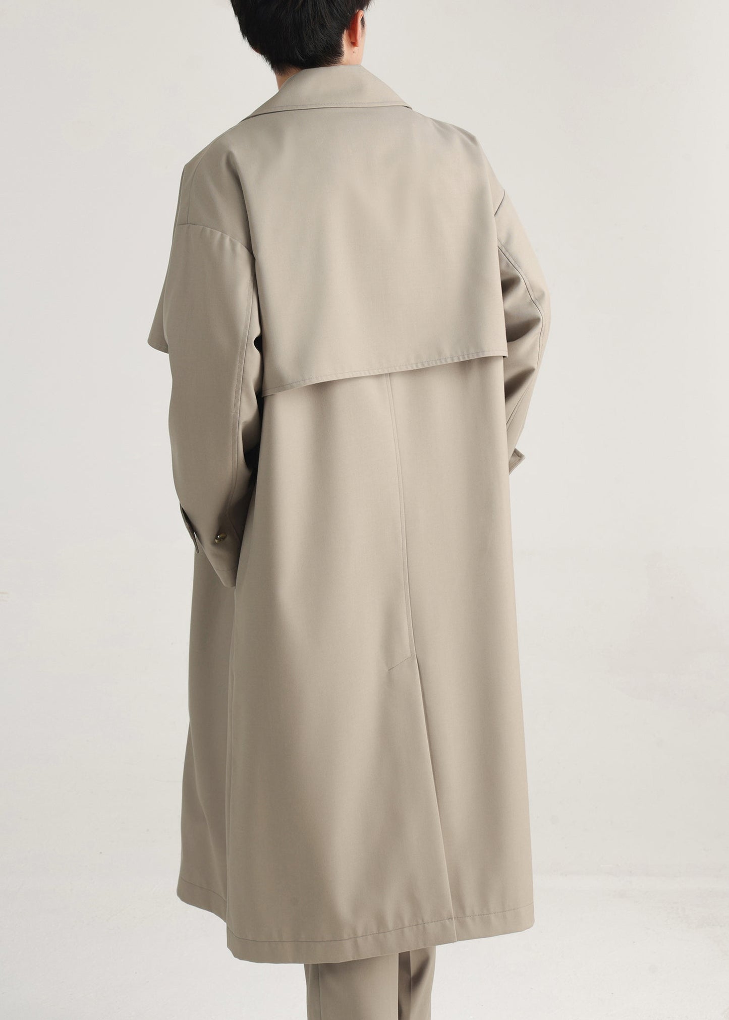 Khaki Double Breast Side Open Cotton Trench Coat Spring Yq001