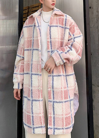 Pink Peter Pan Collar Button Teddy Faux Fur Coats Winter Ro039