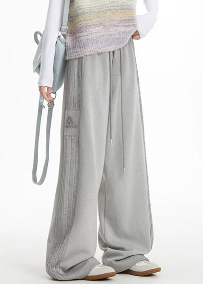 Pink Striped Elastic Waist Wide Leg Pants Spring Ta050