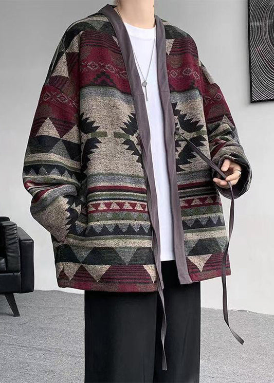 Red Lace Up Wear on Both Sides Coat Fall Wj028