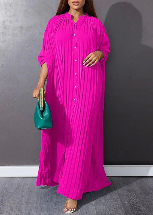 Rose Wrinkled Long Dresses Spring Vb1036