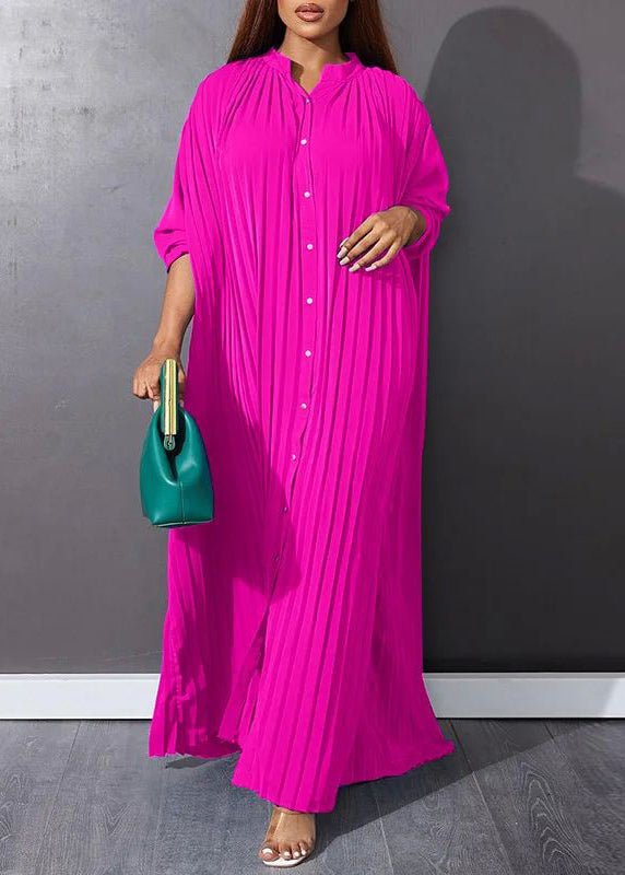 Rose Wrinkled Long Dresses Spring Vb1036