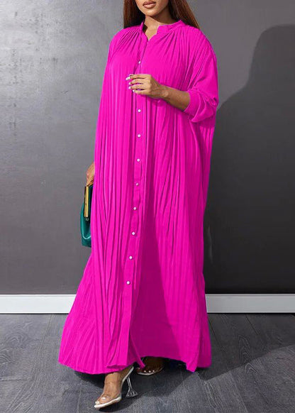 Rose Wrinkled Long Dresses Spring Vb1036