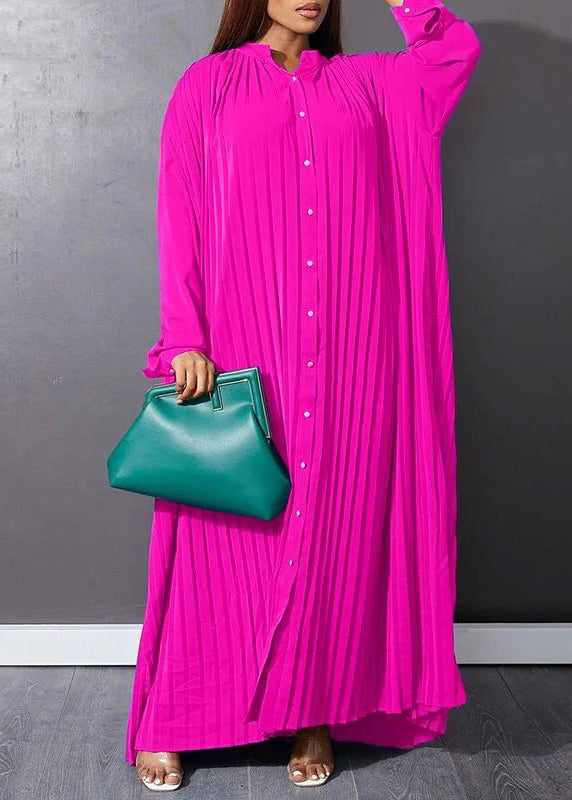 Rose Wrinkled Long Dresses Spring Vb1036