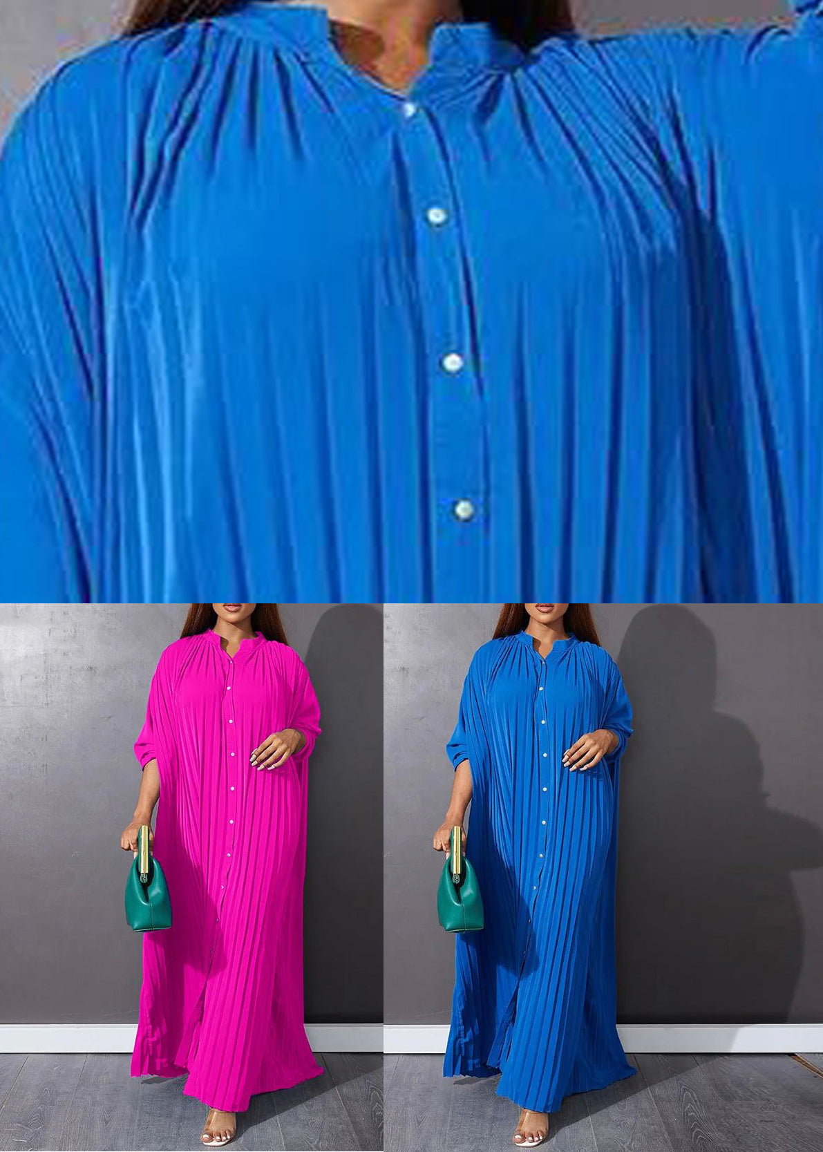 Rose Wrinkled Long Dresses Spring Vb1036