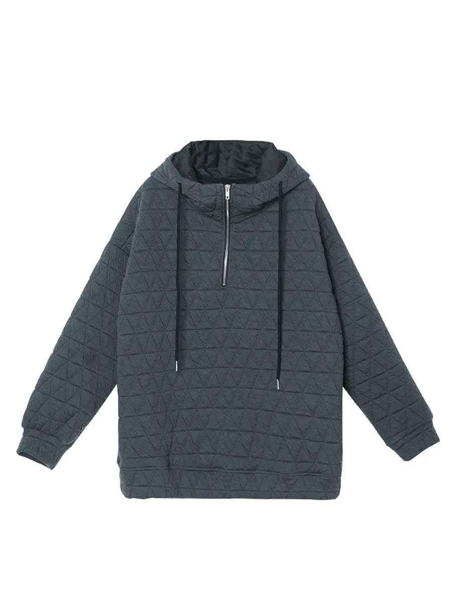 Drawstring Zipper Hooded Sweatshirt
