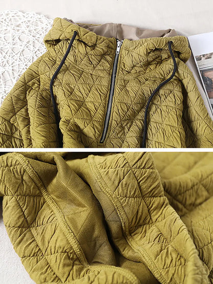 Drawstring Zipper Hooded Sweatshirt