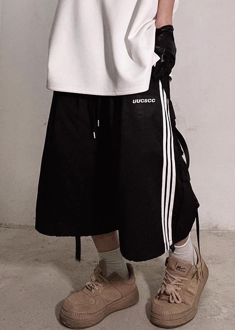 Size Shorts Plus Pockets White Cotton Summer Striped