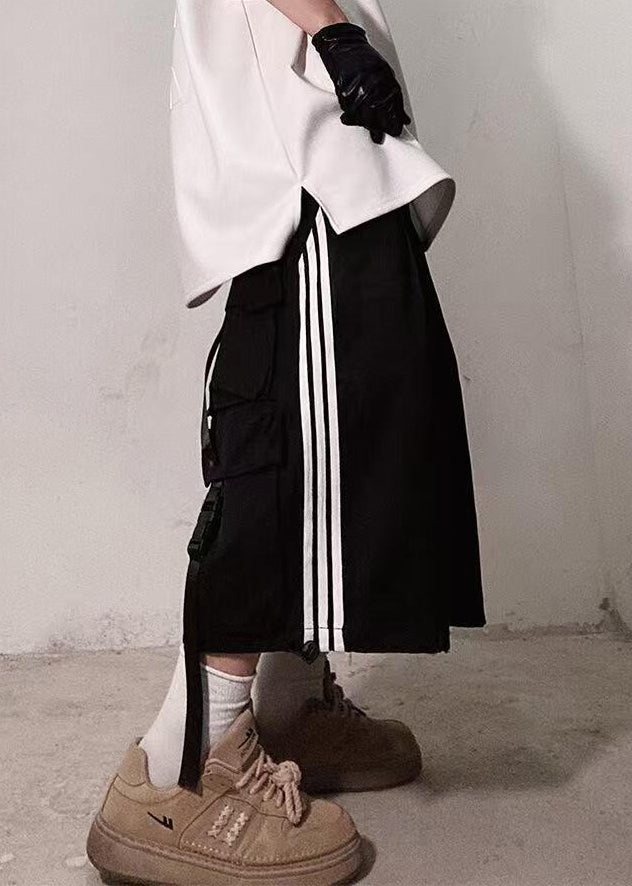 Size Shorts Plus Pockets White Cotton Summer Striped