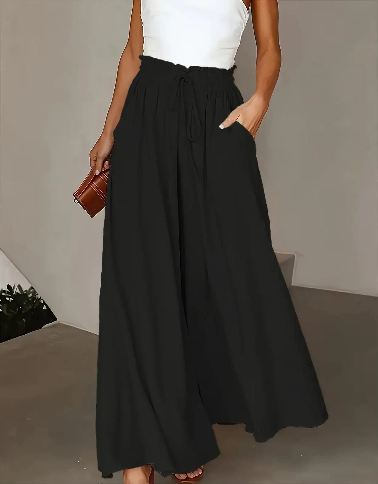 Wide Leg Stretch Elastic Waist Pant