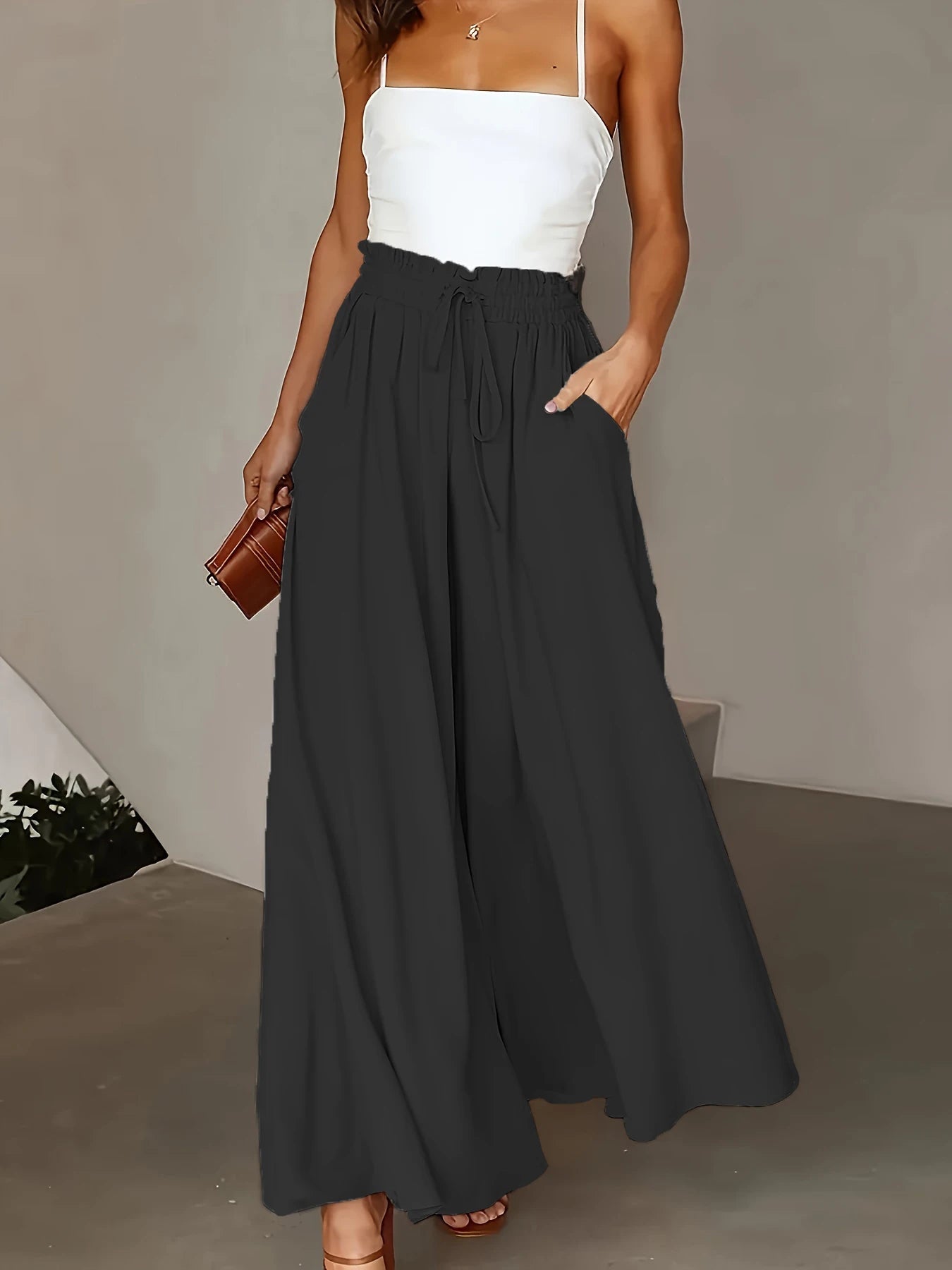 Wide Leg Stretch Elastic Waist Pant