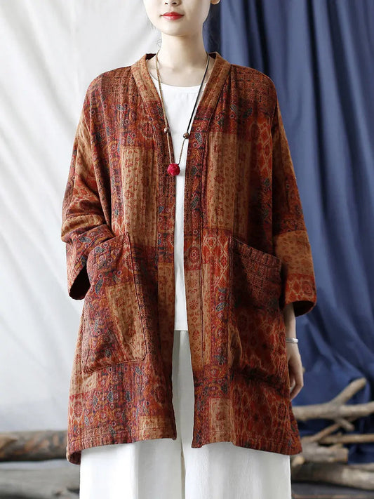 Pocket Print Loose Coat