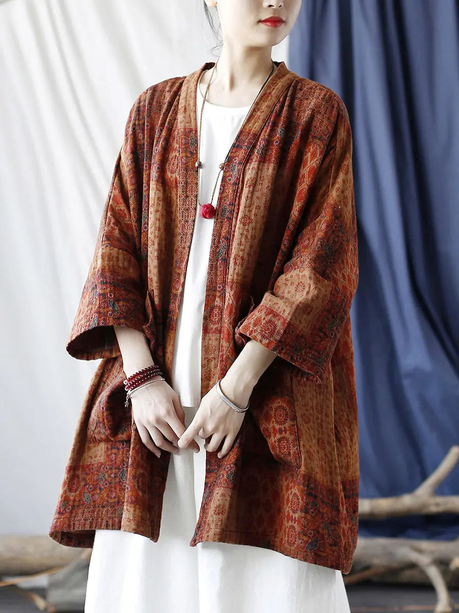 Pocket Print Loose Coat