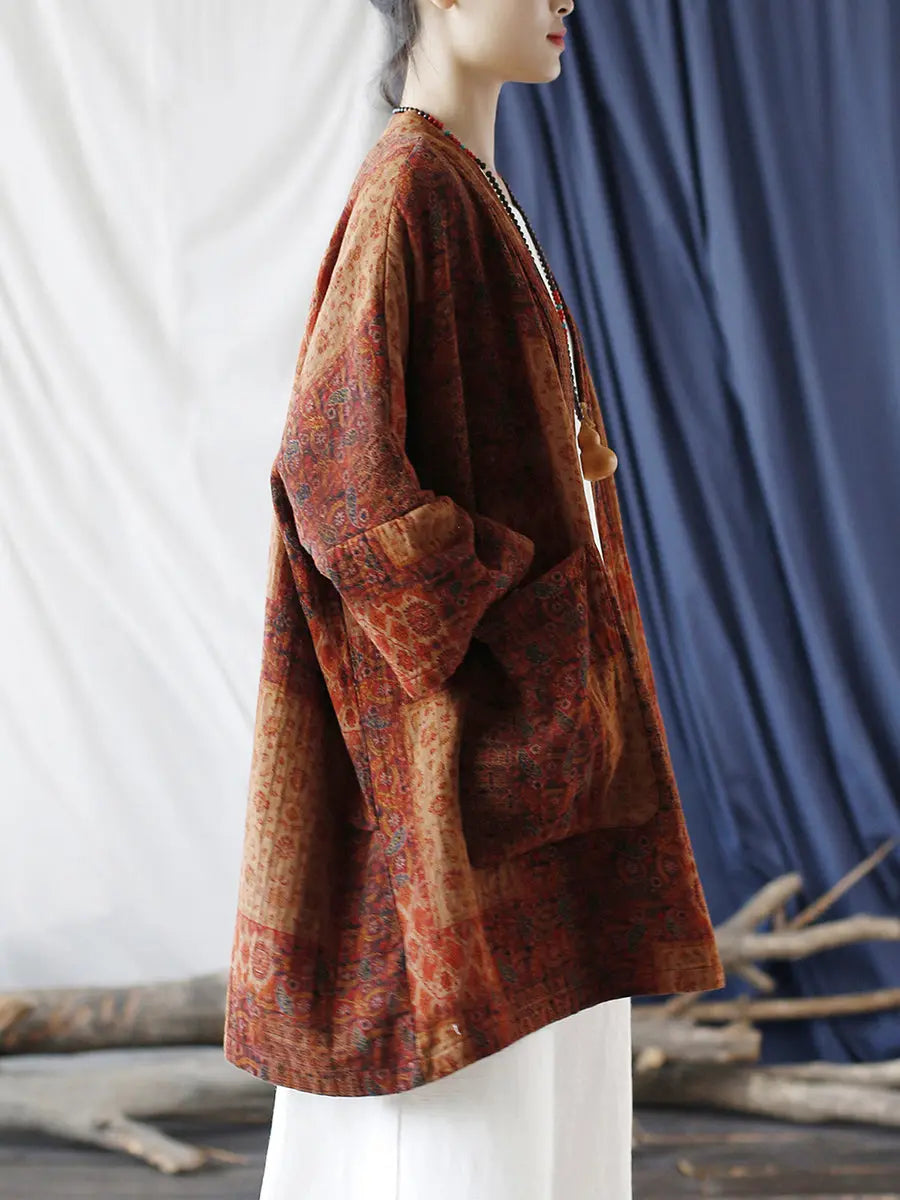 Pocket Print Loose Coat