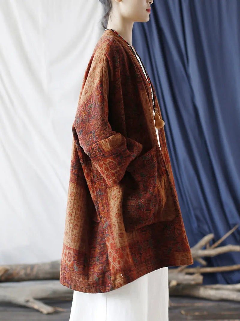 Pocket Print Loose Coat