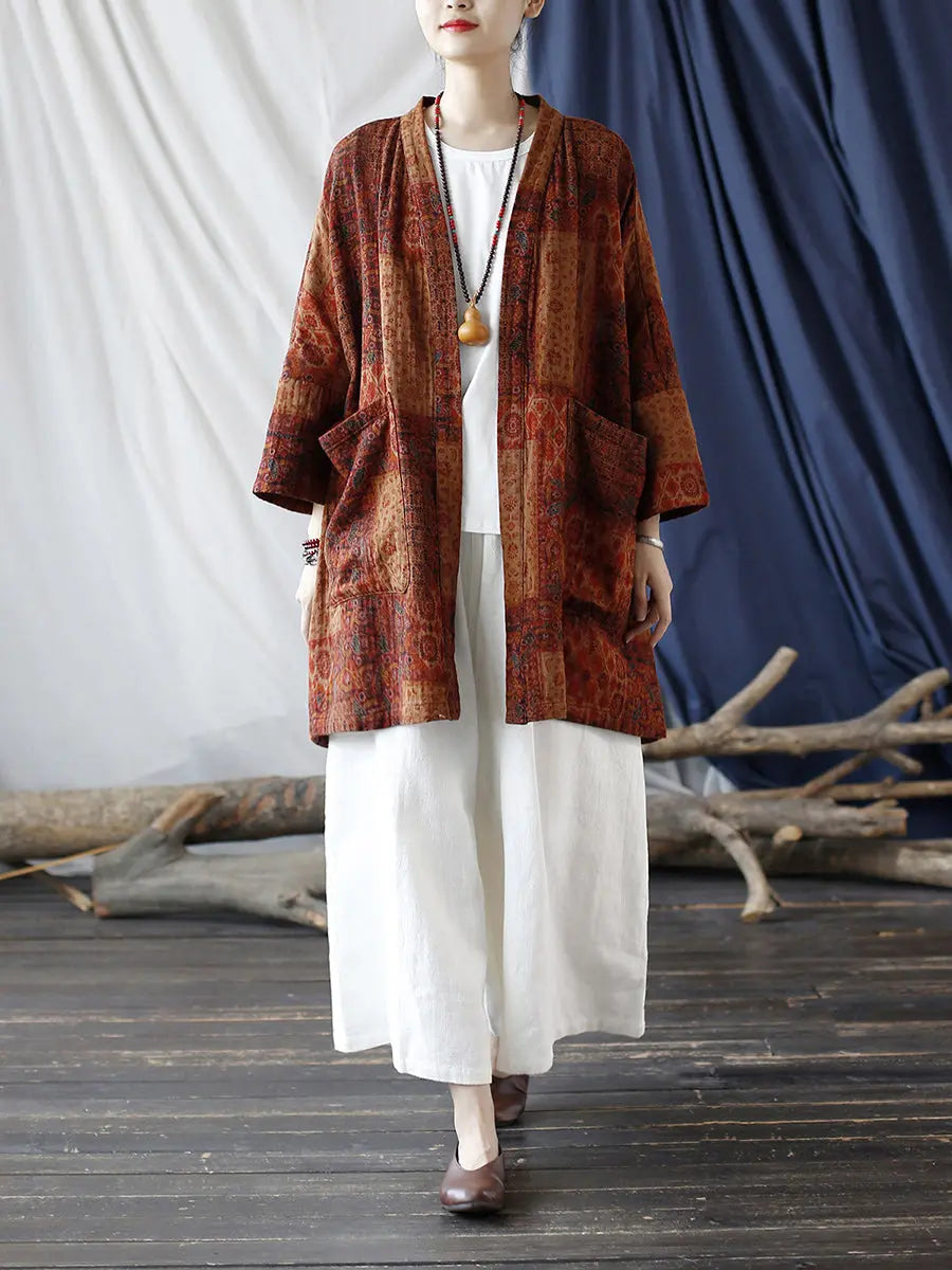Pocket Print Loose Coat