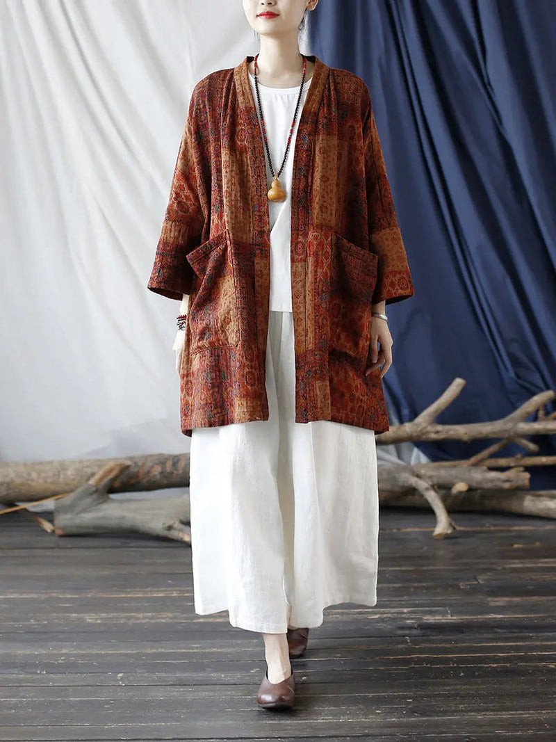 Pocket Print Loose Coat