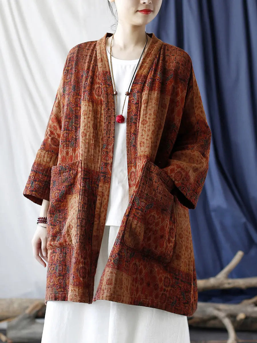 Pocket Print Loose Coat