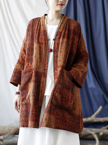 Pocket Print Loose Coat