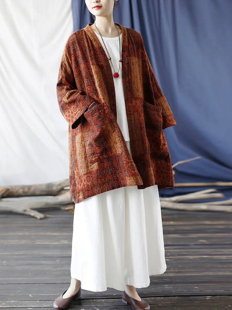 Pocket Print Loose Coat
