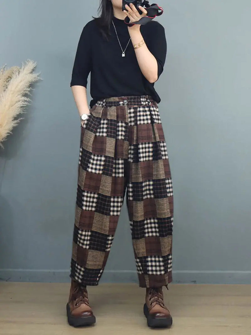 Plaid Harem Pants